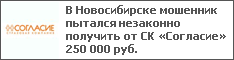 В Новосибирске мошенник пытался незаконно получить от СК «Согласие» 250 000 руб.